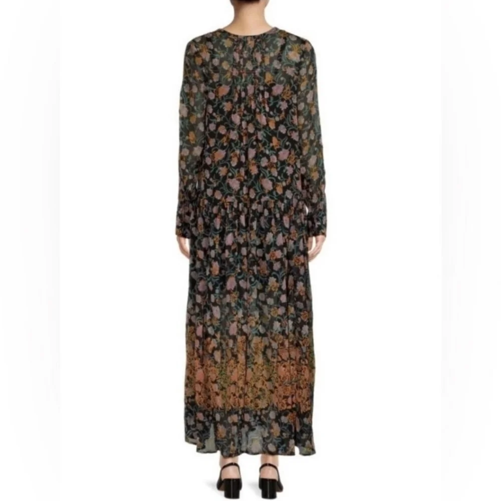 NWT Free People See It Through Floral Pleated Boho Maxi Dress Size Small - Picture 3 of 15